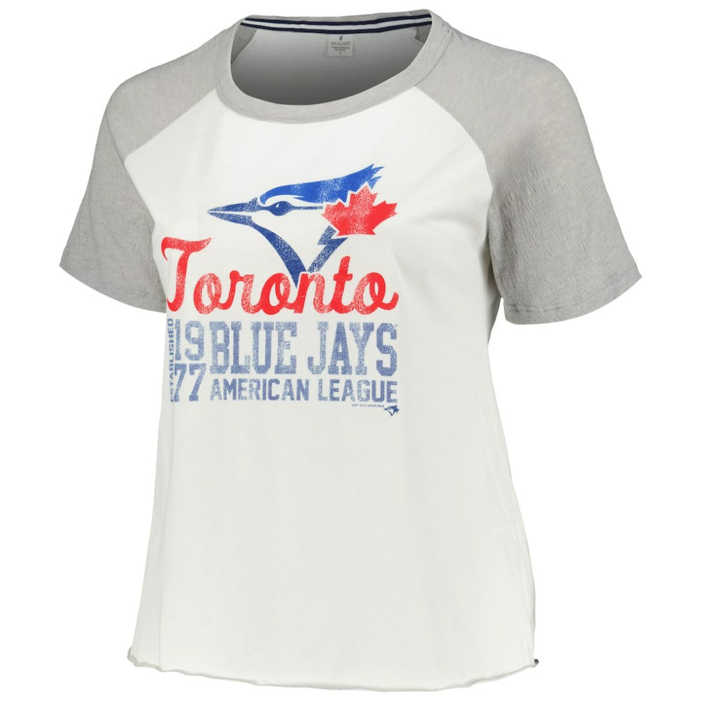 Toronto Blue Jays Soft as a Grape Women's Plus Size Baseball Raglan T-Shirt for sale