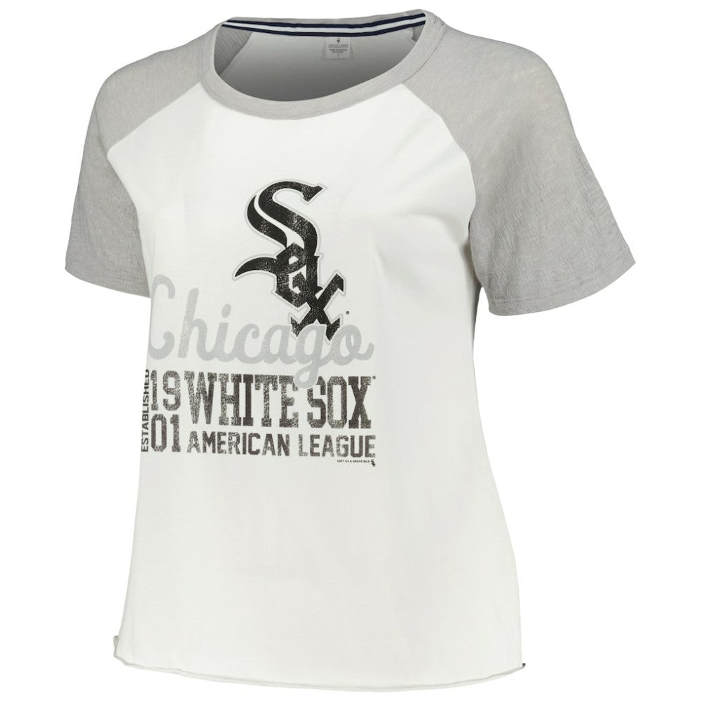 Chicago White Sox Soft as a Grape Women's Plus Size Baseball Raglan T-Shirt for sale