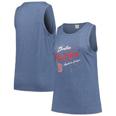 Boston Red Sox Soft as a Grape Women's Plus Size Curvy High Neck Tri-Blend Tank Top Discount