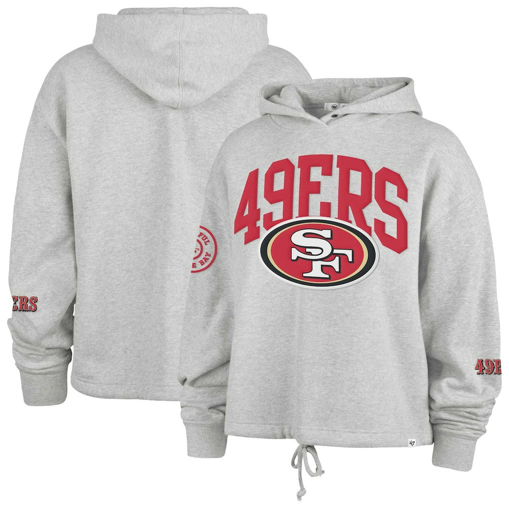 San Francisco 49ers '47 Women's High Hopes Long Sleeve Cropped Hoodie - Heather Gray - 47 brand