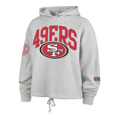 San Francisco 49ers '47 Women's High Hopes Long Sleeve Cropped Hoodie - Heather Gray - 47 brand