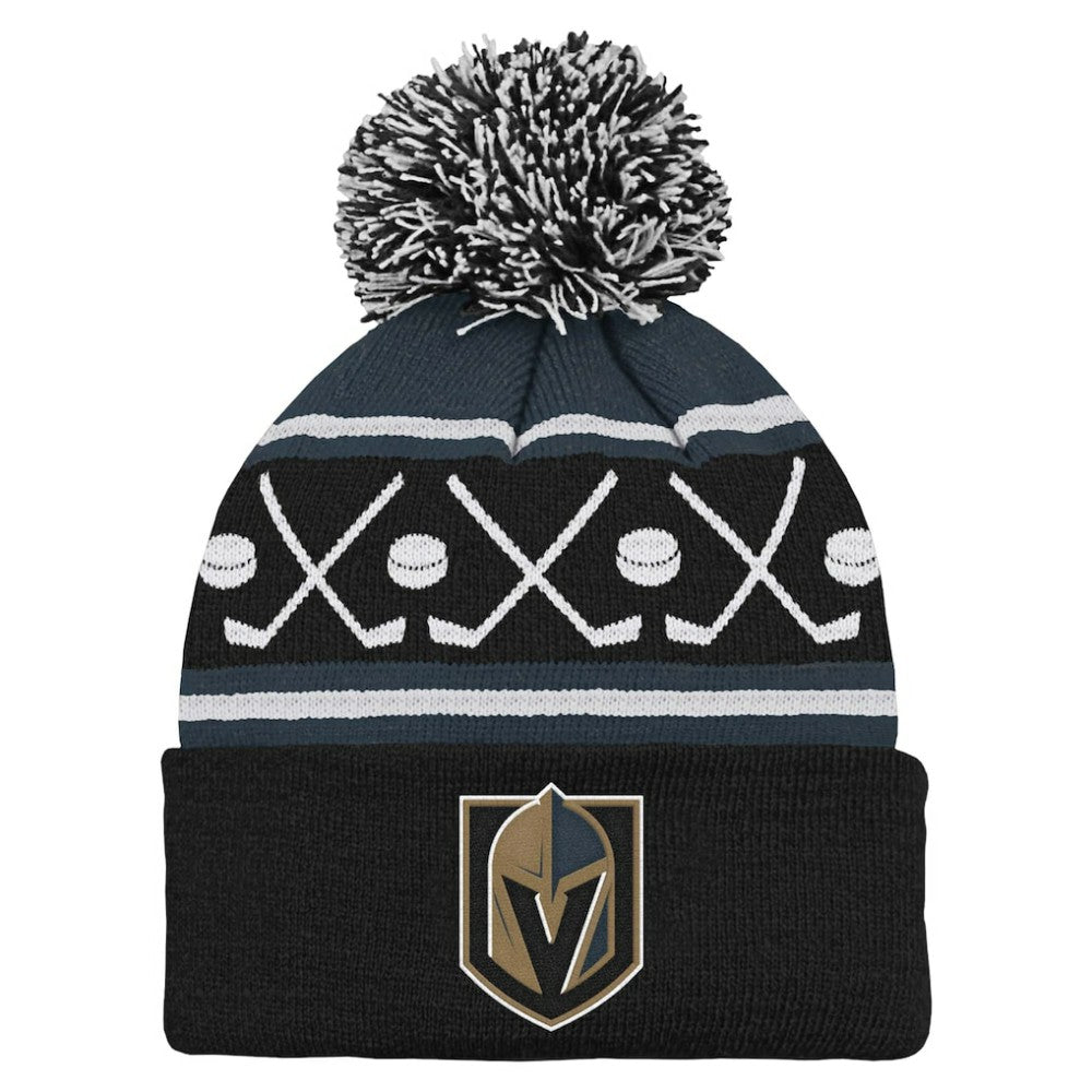 Vegas Golden Knights Preschool Faceoff Cuffed Knit Hat with Pom - Black | NHL sale