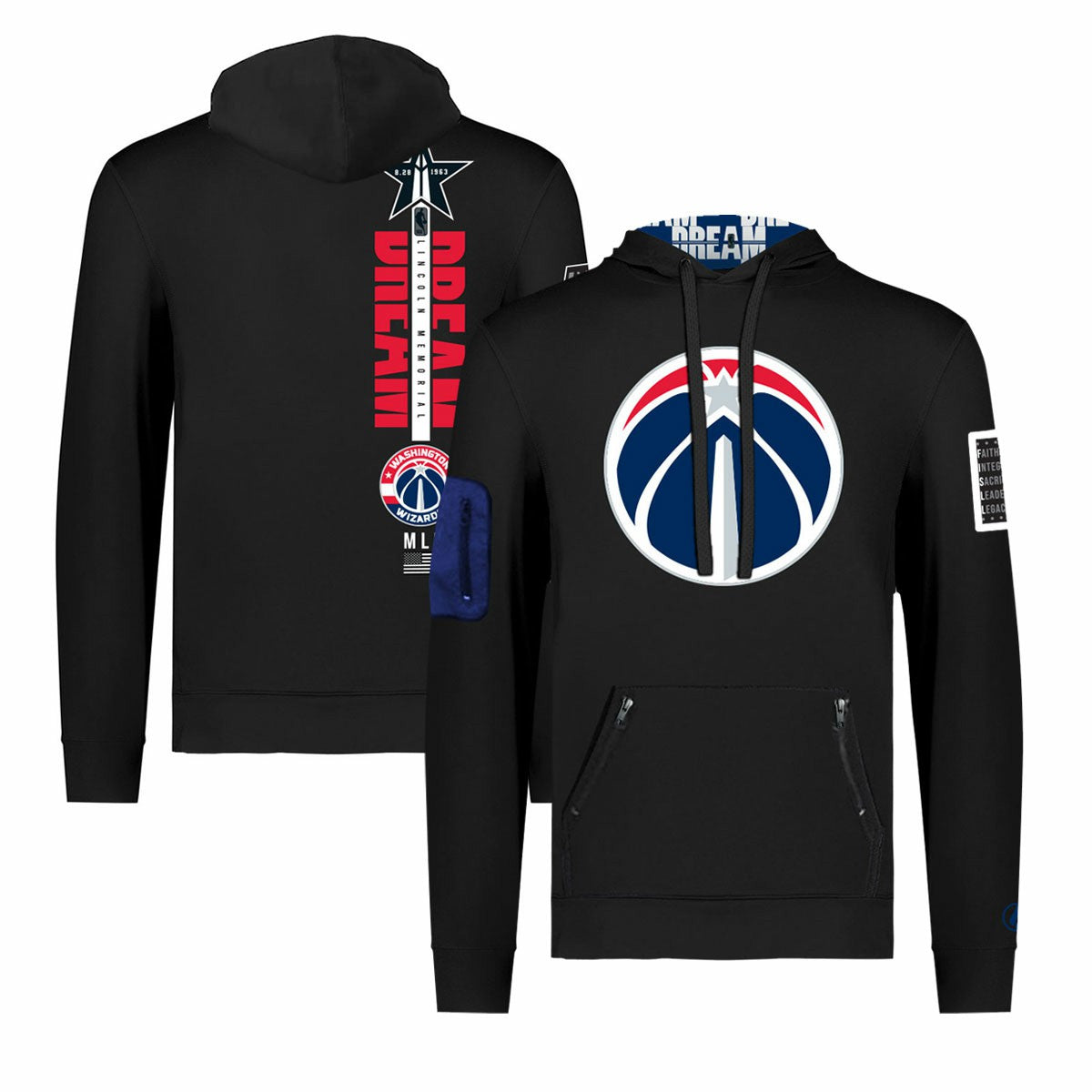 Washington Wizards FISLL x Black History Collection Unisex Pullover Hoodie - Black