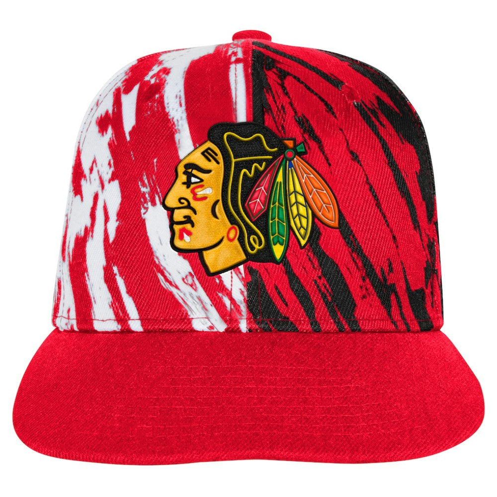 Chicago Blackhawks Youth Propel Flat Brim Snapback Hat - Red | NHL Lifestyle