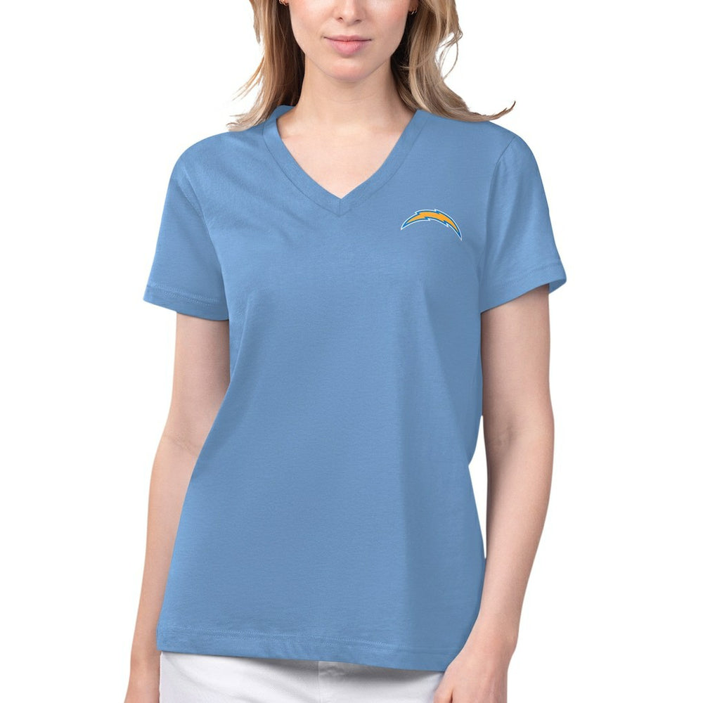 Los Angeles Chargers Margaritaville Women's Game Time V-Neck T-Shirt - Blue - NFL