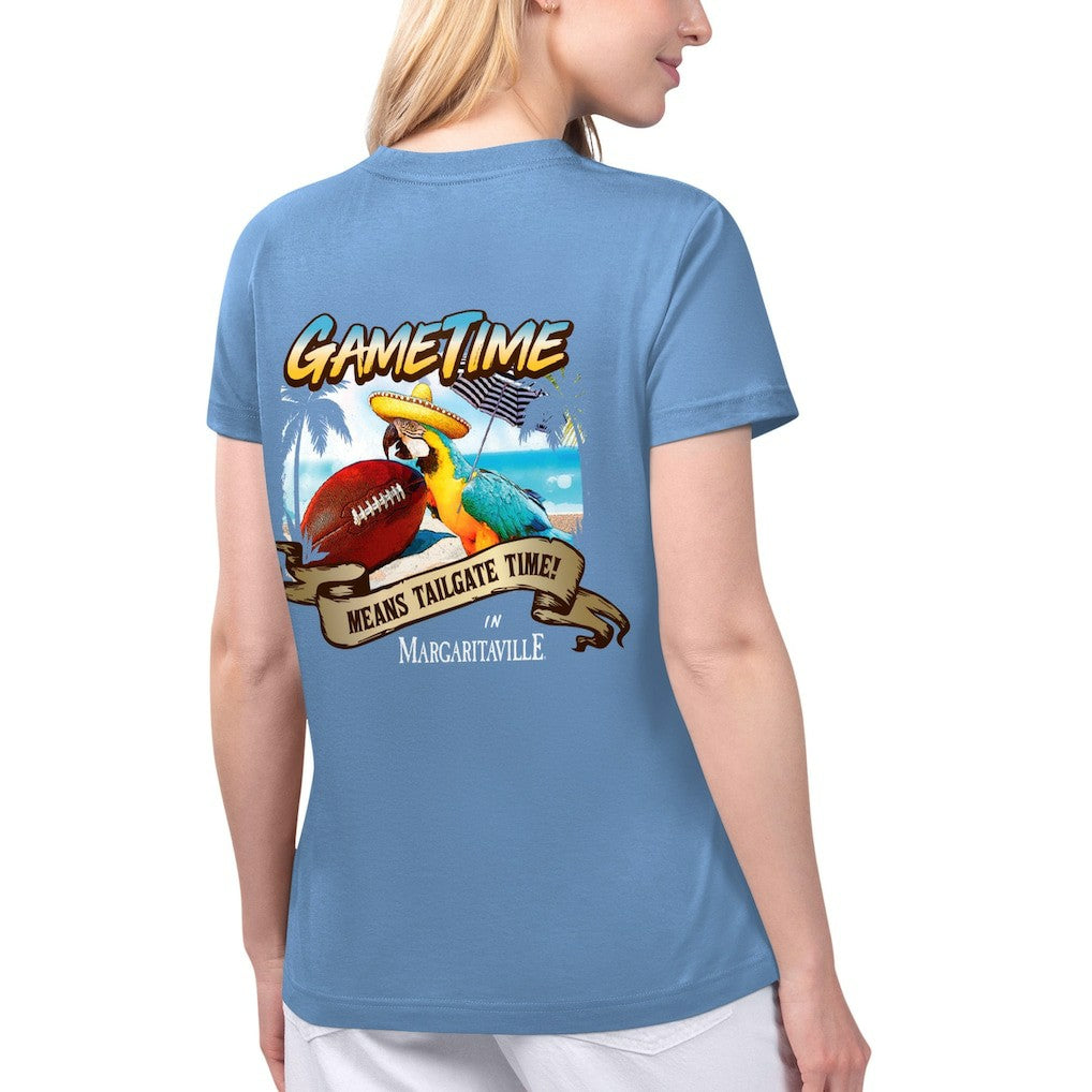 Los Angeles Rams Margaritaville Women's Game Time V-Neck T-Shirt - Blue - NFL
