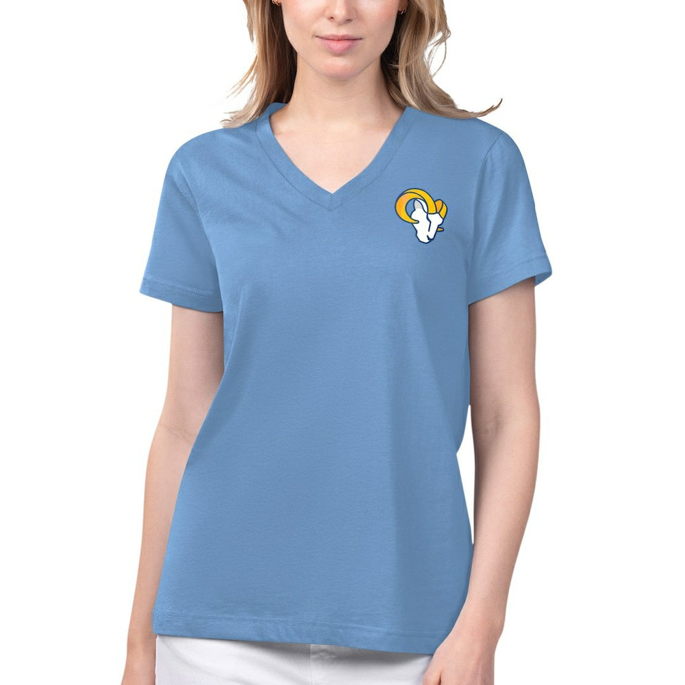 Los Angeles Rams Margaritaville Women's Game Time V-Neck T-Shirt - Blue - NFL