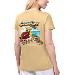 New Orleans Saints Margaritaville Women's Game Time V-Neck T-Shirt - Gold - NFL