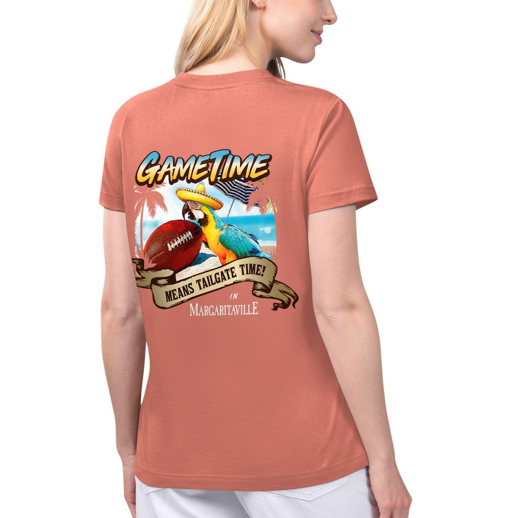 San Francisco 49ers Margaritaville Women's Game Time V-Neck T-Shirt - Coral - NFL