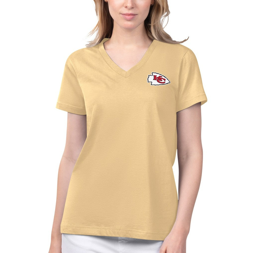 Kansas City Chiefs Margaritaville Women's Game Time V-Neck T-Shirt - Gold - NFL