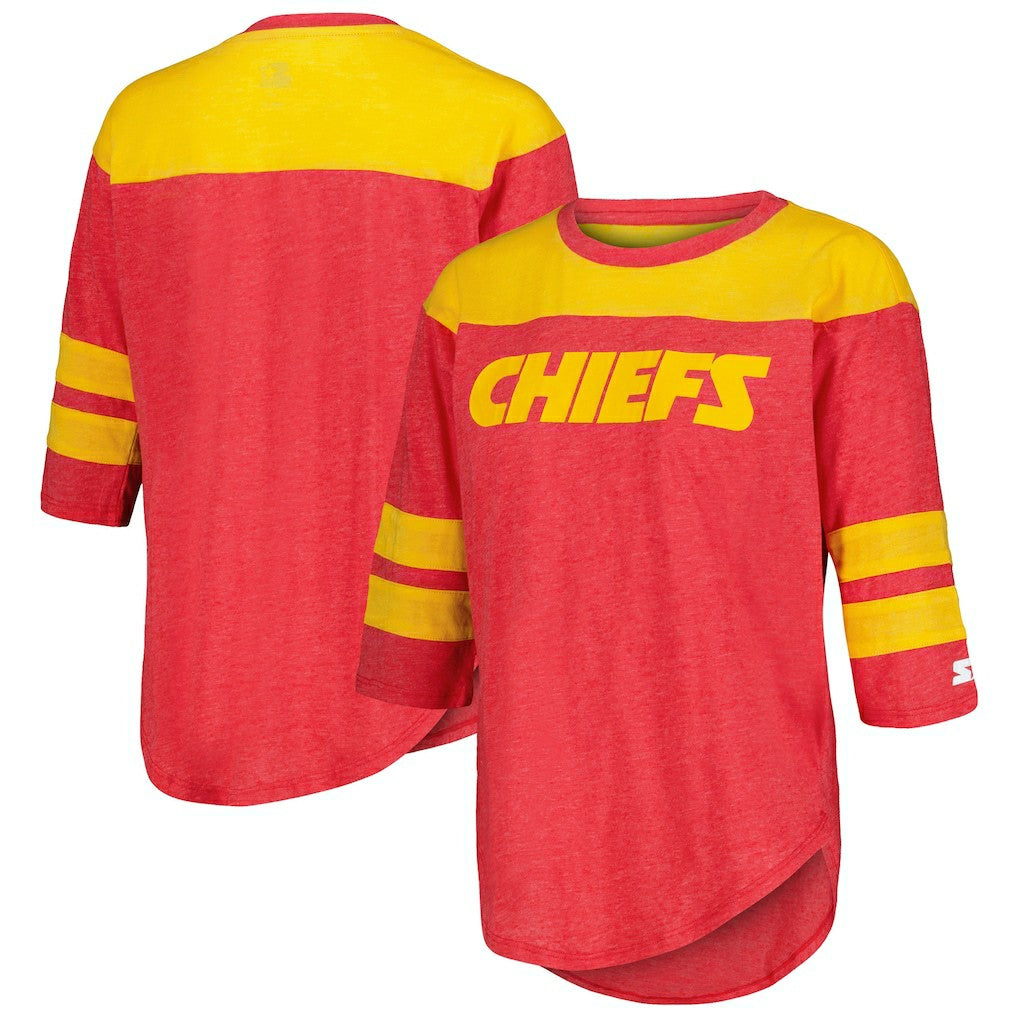 Kansas City Chiefs Starter Women's Fullback Tri-Blend 3/4-Sleeve T-Shirt - Red - NFL