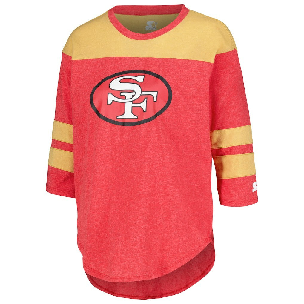 San Francisco 49ers Starter Women's Fullback Tri-Blend 3/4-Sleeve T-Shirt - Scarlet - NFL