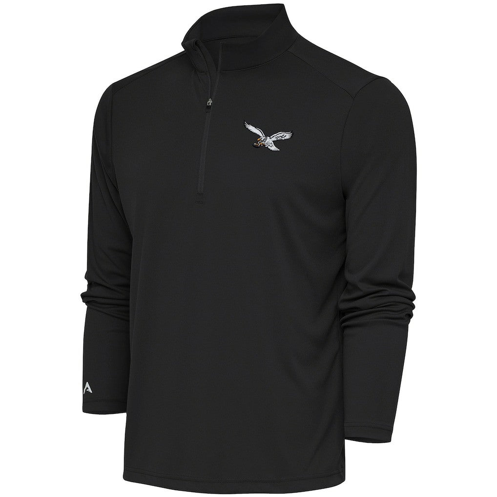 Philadelphia Eagles Antigua Throwback Logo Tribute Quarter-Zip Pullover Top - Gray - NFL