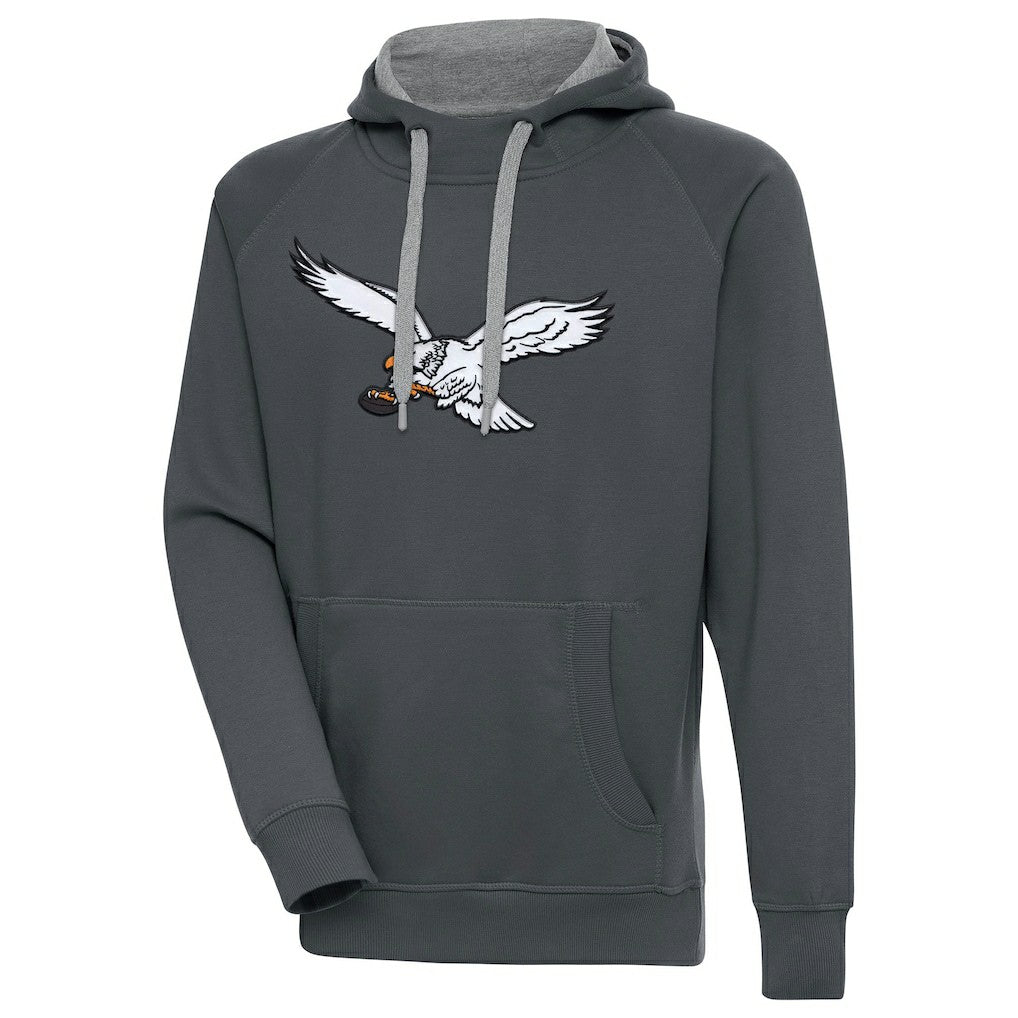 Philadelphia Eagles Antigua Throwback Logo Victory Pullover Sweatshirt - Charcoal - NFL