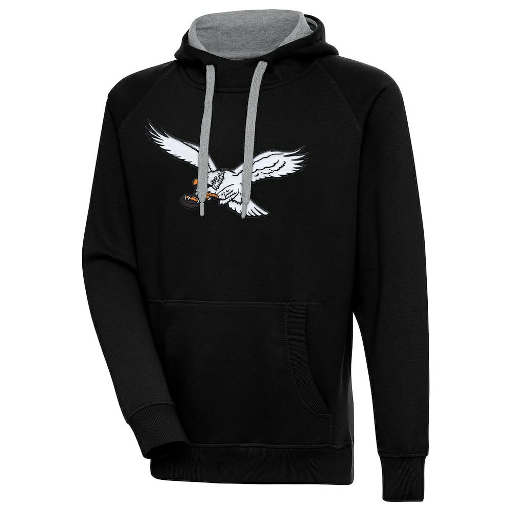 Philadelphia Eagles Antigua Throwback Logo Victory Pullover Hoodie - Black - NFL