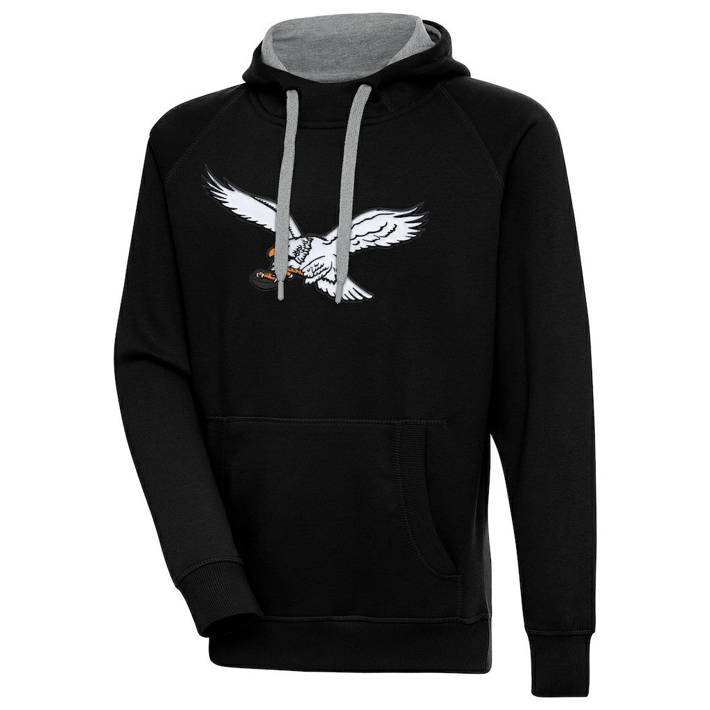 Philadelphia Eagles Antigua Throwback Logo Victory Pullover Hoodie - Black - NFL