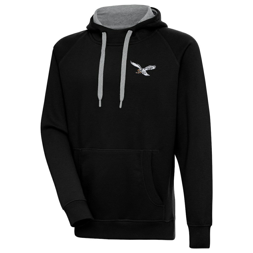 Philadelphia Eagles Antigua Throwback Logo Victory Pullover Hoodie - Black - NFL