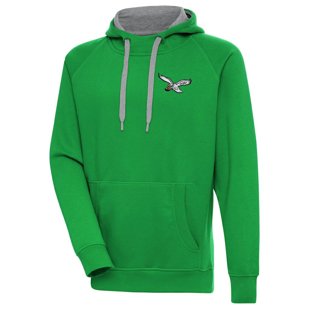 Philadelphia Eagles Antigua Throwback Logo Victory Pullover Hoodie - Kelly Green - NFL