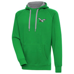 Philadelphia Eagles Antigua Throwback Logo Victory Pullover Hoodie - Kelly Green - NFL