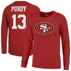 Brock Purdy San Francisco 49ers Majestic Threads Name & Number Long Sleeve T-Shirt - Scarlet - NFL