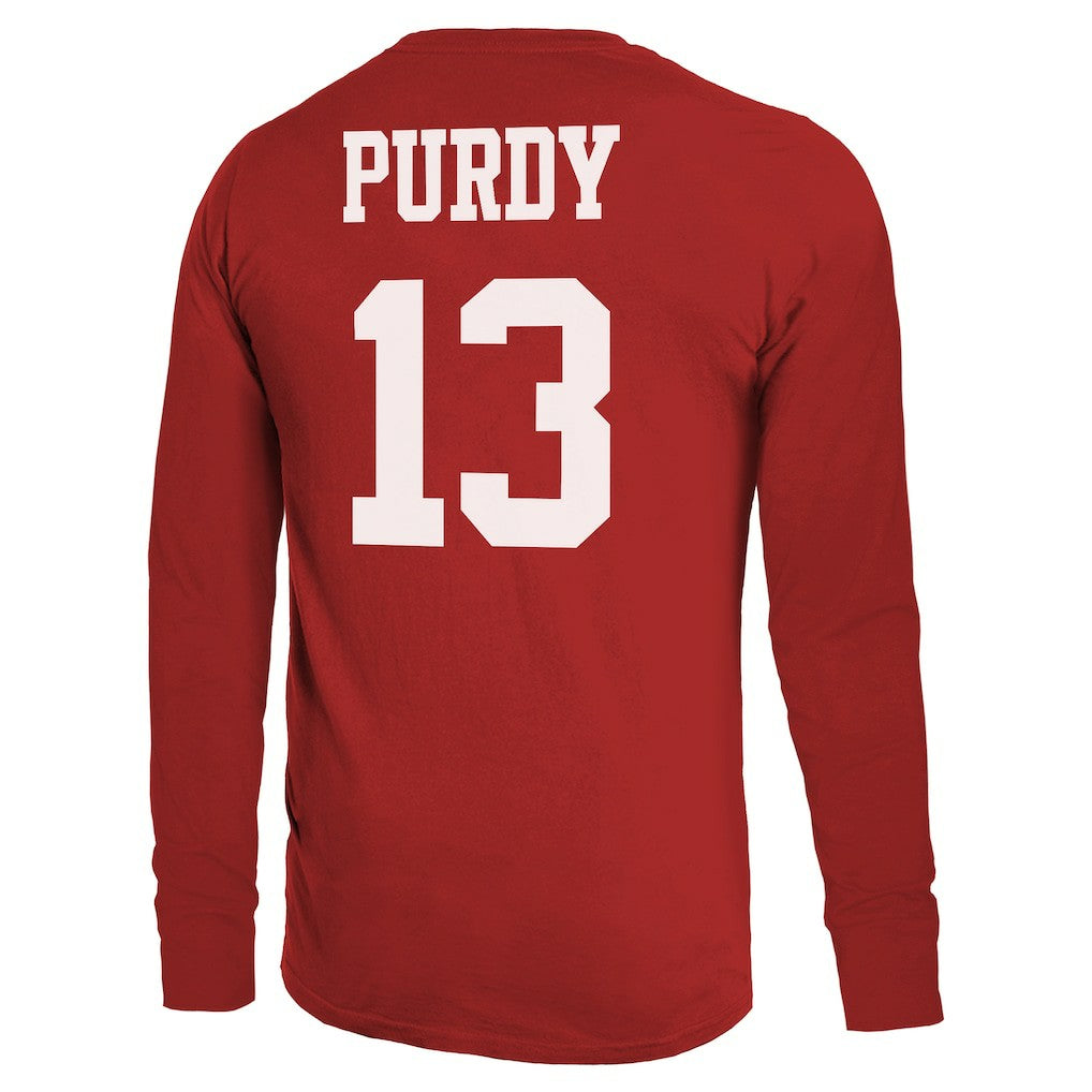Brock Purdy San Francisco 49ers Majestic Threads Name & Number Long Sleeve T-Shirt - Scarlet - NFL