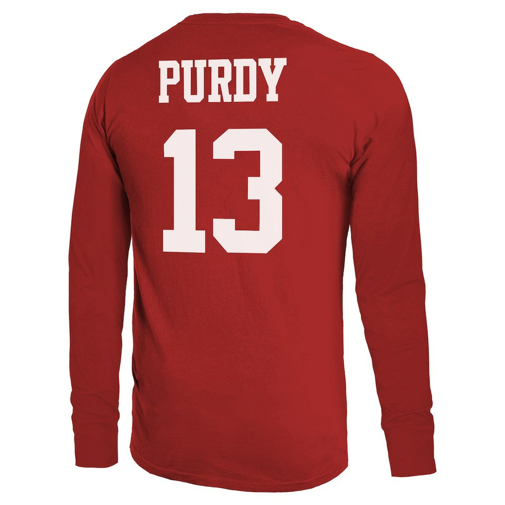 Brock Purdy San Francisco 49ers Majestic Threads Name & Number Long Sleeve T-Shirt - Scarlet - NFL
