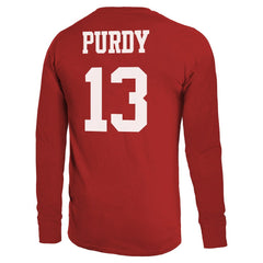 Brock Purdy San Francisco 49ers Majestic Threads Name & Number Long Sleeve T-Shirt - Scarlet - NFL
