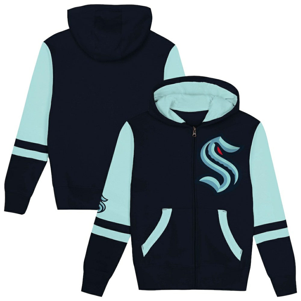 Seattle Kraken Preschool Face Off Full-Zip Hoodie - Navy | NHL sale