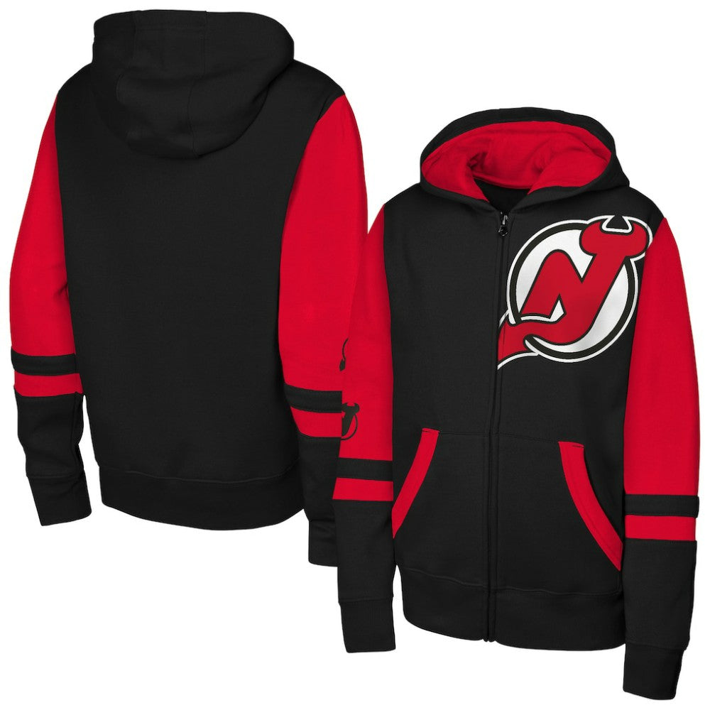 New Jersey Devils Youth Face Off Full-Zip Hoodie - Black | NHL online
