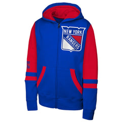 New York Rangers Youth Face Off Full-Zip Hoodie - Blue | NHL Clearance