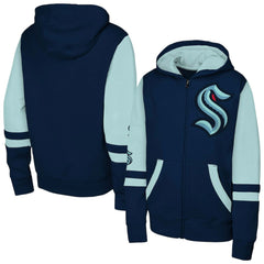 Seattle Kraken Youth Face Off Full-Zip Hoodie - Navy | NHL Lifestyle
