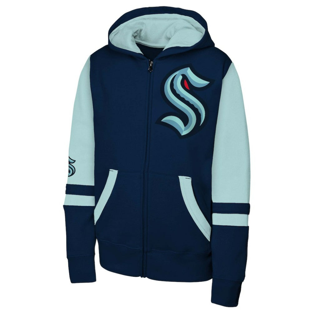 Seattle Kraken Youth Face Off Full-Zip Hoodie - Navy | NHL Lifestyle