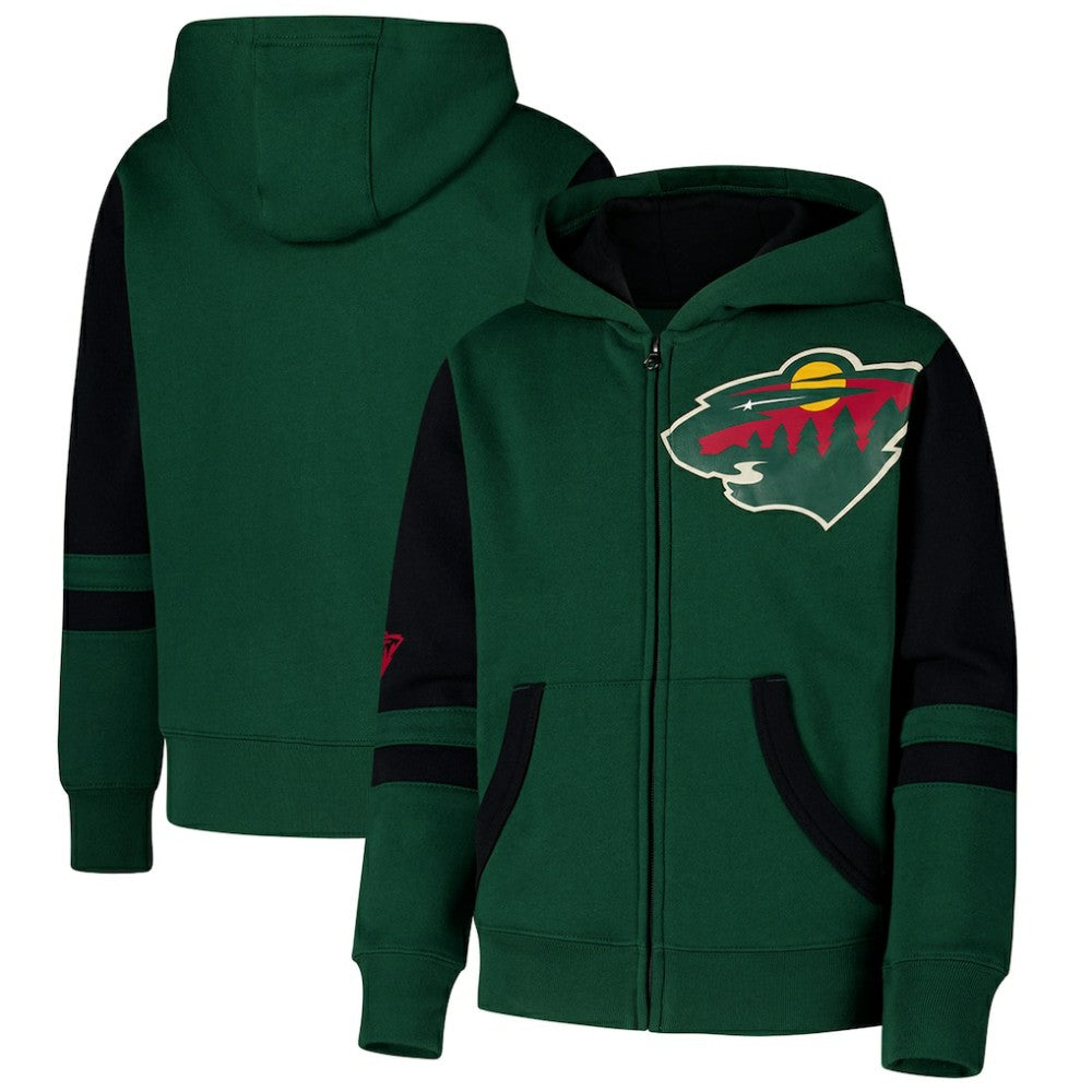 Minnesota Wild Youth Face Off Full-Zip Hoodie - Green | NHL Clearance