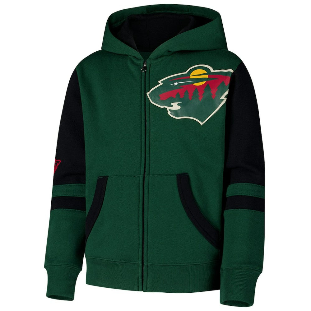 Minnesota Wild Youth Face Off Full-Zip Hoodie - Green | NHL Clearance