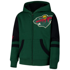 Minnesota Wild Youth Face Off Full-Zip Hoodie - Green | NHL Clearance