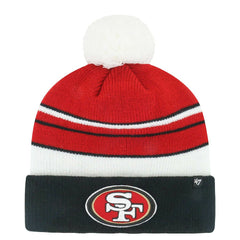 San Francisco 49ers '47 Youth Peewee Cuffed Knit Hat with Pom - Scarlet/Black - 47 brand