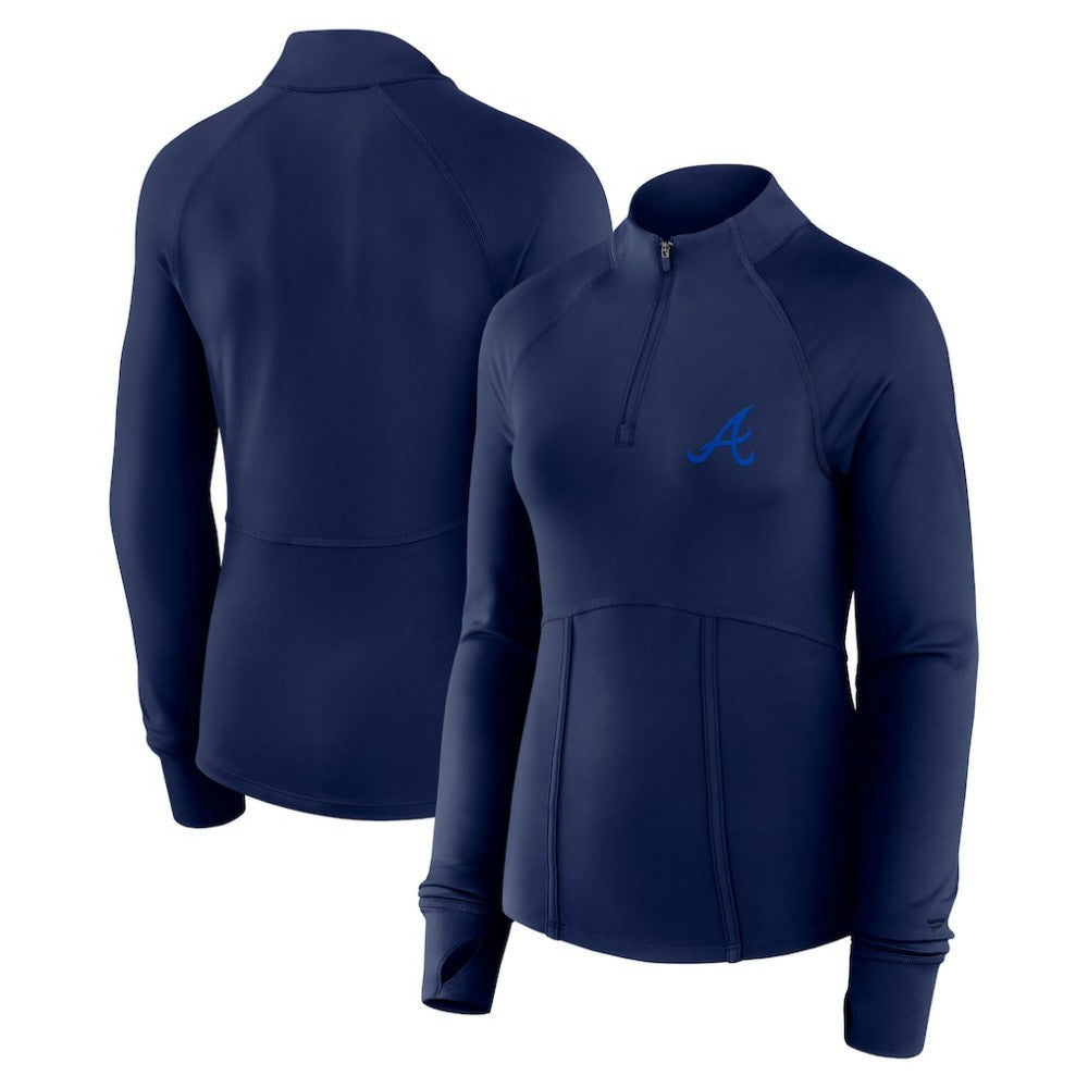 Atlanta Braves Fanatics Women's Elements Raglan Tri-Blend Quarter-Zip Top Outlet