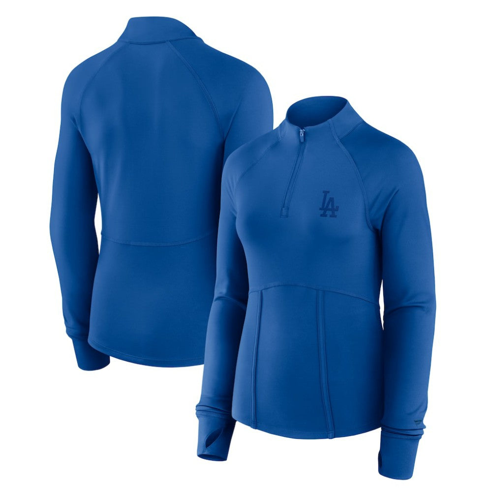 Los Angeles Dodgers Fanatics Women's Elements Raglan Tri-Blend Quarter-Zip Top Discount