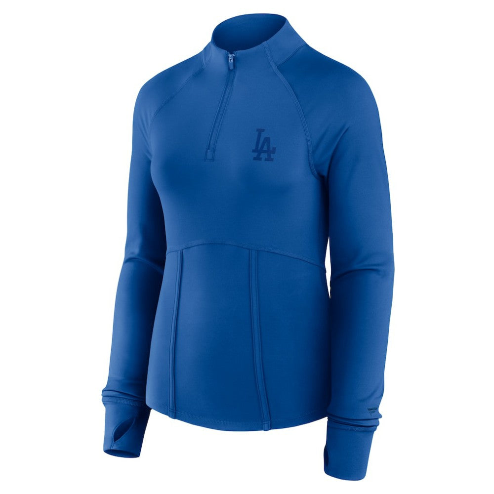 Los Angeles Dodgers Fanatics Women's Elements Raglan Tri-Blend Quarter-Zip Top Discount