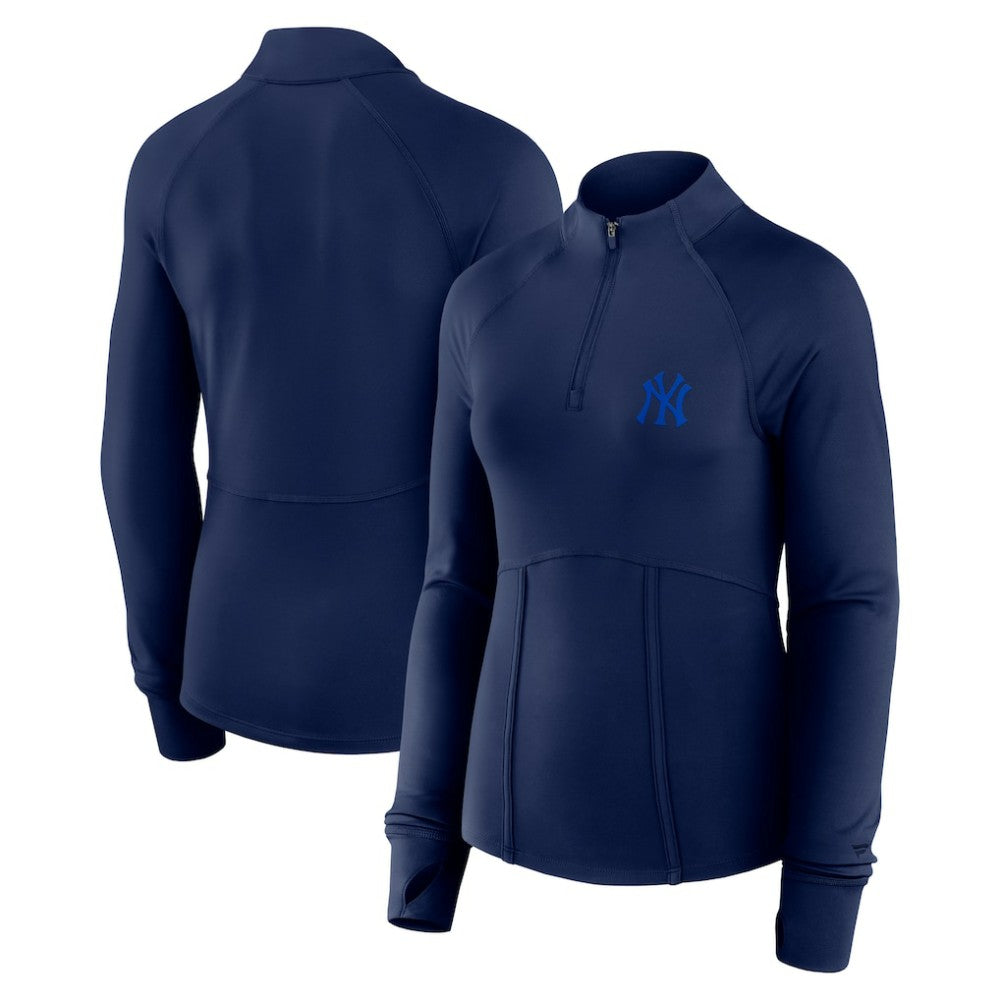 New York Yankees Fanatics Women's Elements Raglan Tri-Blend Quarter-Zip Top Outlet