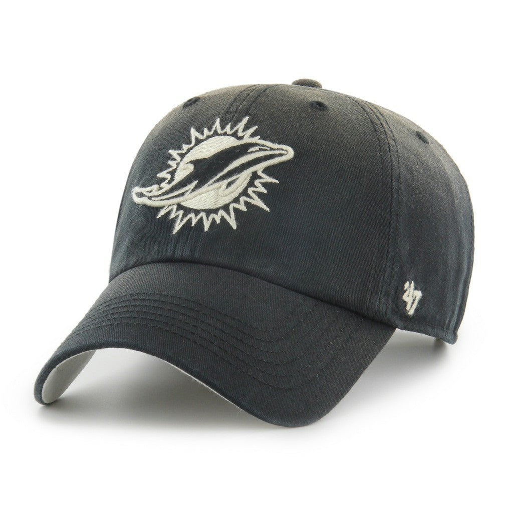 Miami Dolphins '47 Dusted Relaxed Clean Up Adjustable Hat - Black - 47 brand