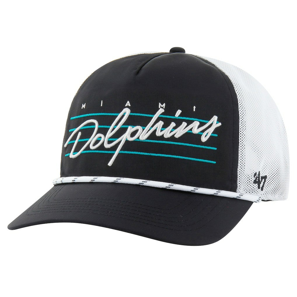 Miami Dolphins '47 Downburst Relaxed Hitch Trucker Adjustable Hat - Black/White - 47 brand
