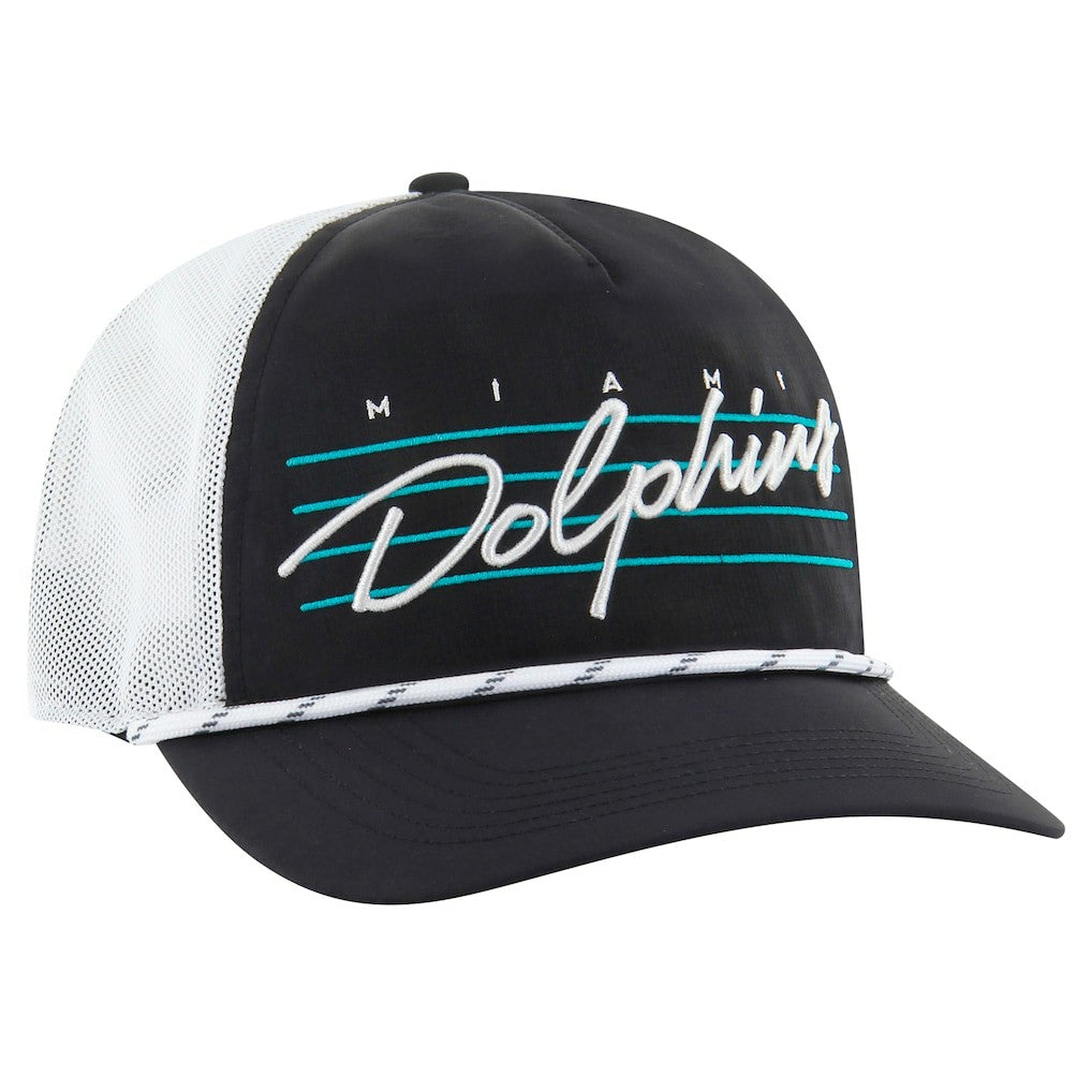 Miami Dolphins '47 Downburst Relaxed Hitch Trucker Adjustable Hat - Black/White - 47 brand