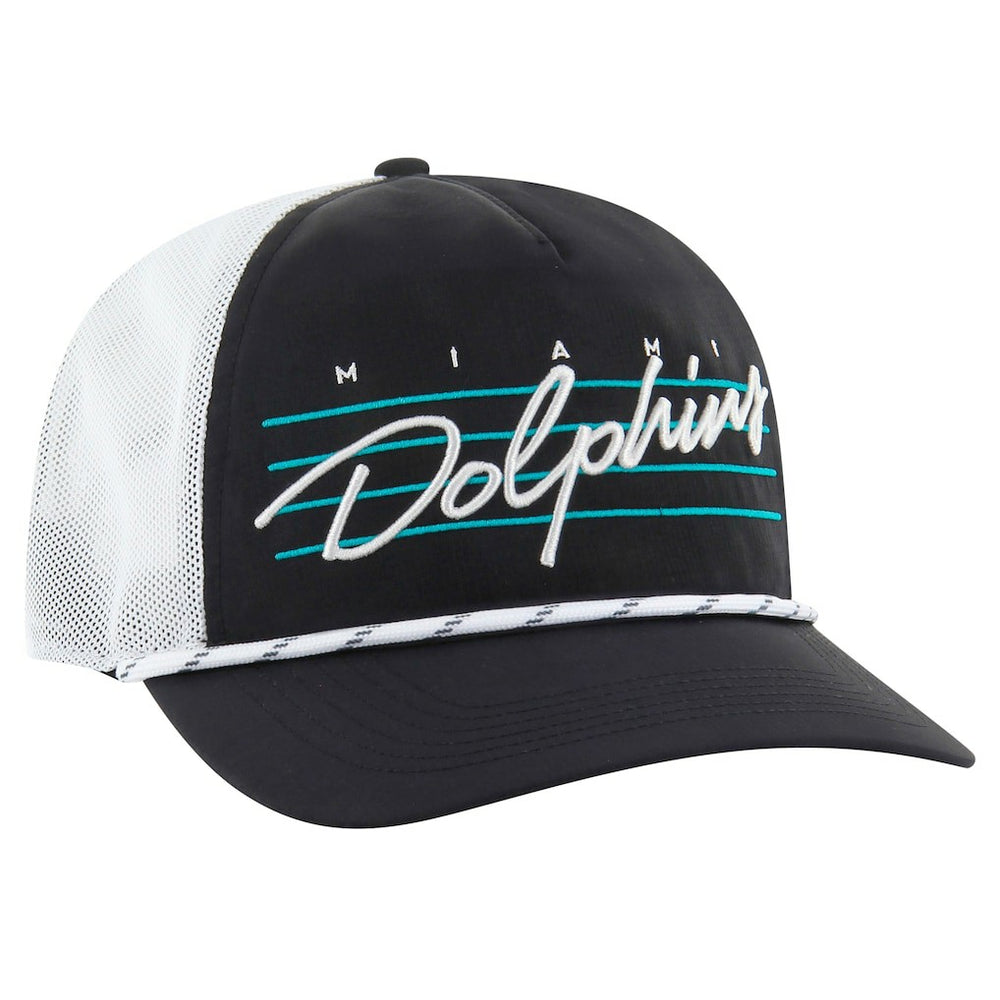 Miami Dolphins '47 Downburst Relaxed Hitch Trucker Adjustable Hat - Black/White - 47 brand