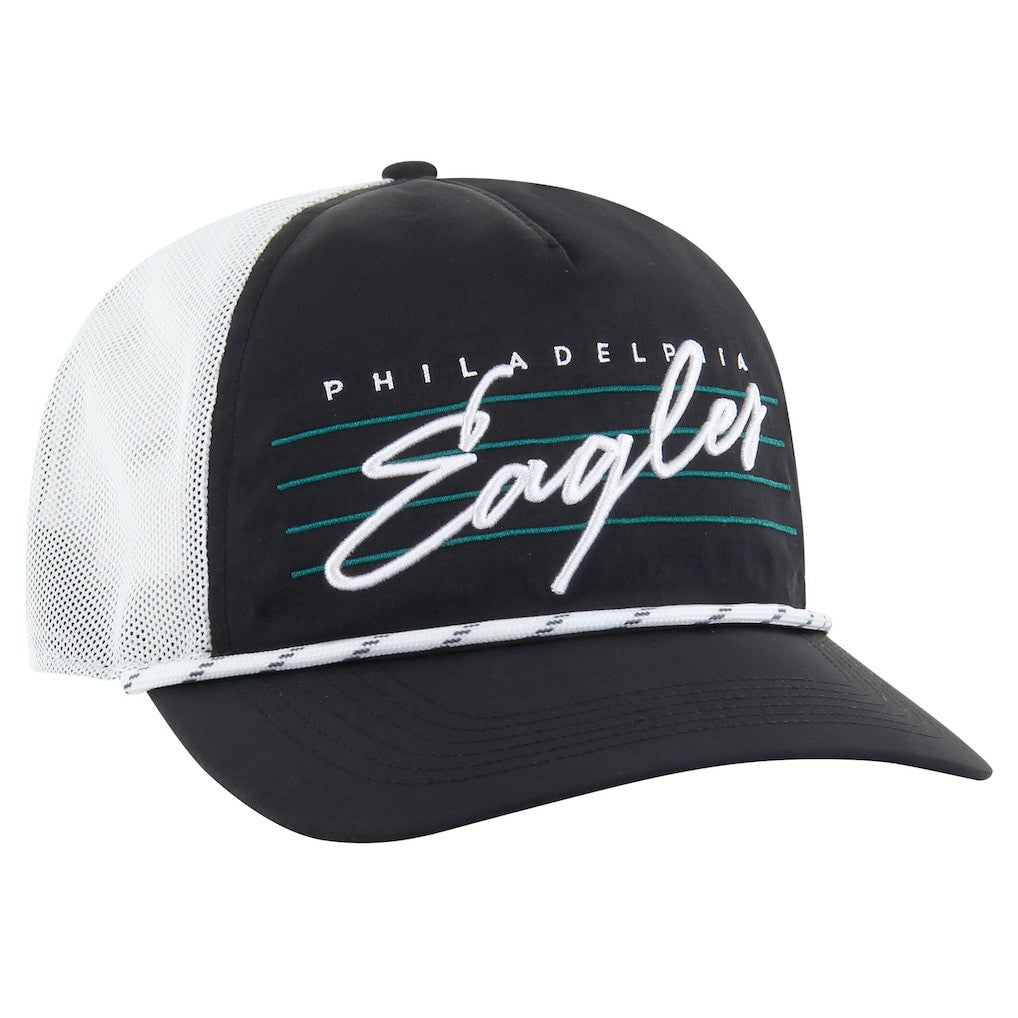 Philadelphia Eagles '47 Downburst Relaxed Hitch Trucker Adjustable Hat - Black/White - 47 brand