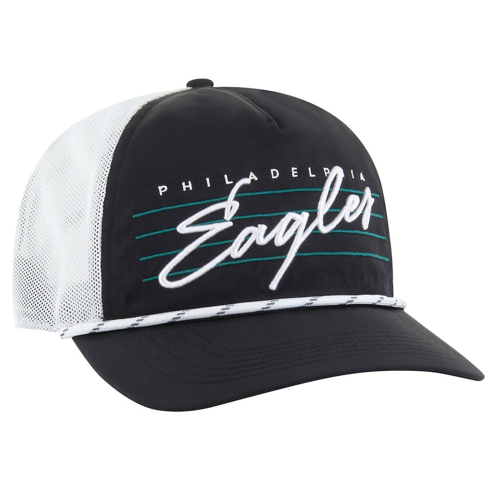 Philadelphia Eagles '47 Downburst Relaxed Hitch Trucker Adjustable Hat - Black/White - 47 brand