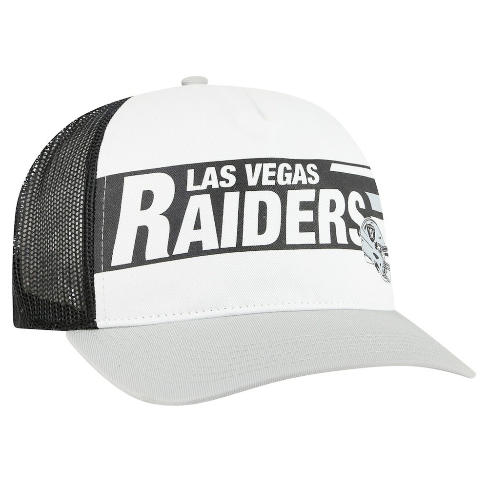 Las Vegas Raiders '47 Stack Line Hitch Trucker Adjustable Hat - White/Gray - 47 brand