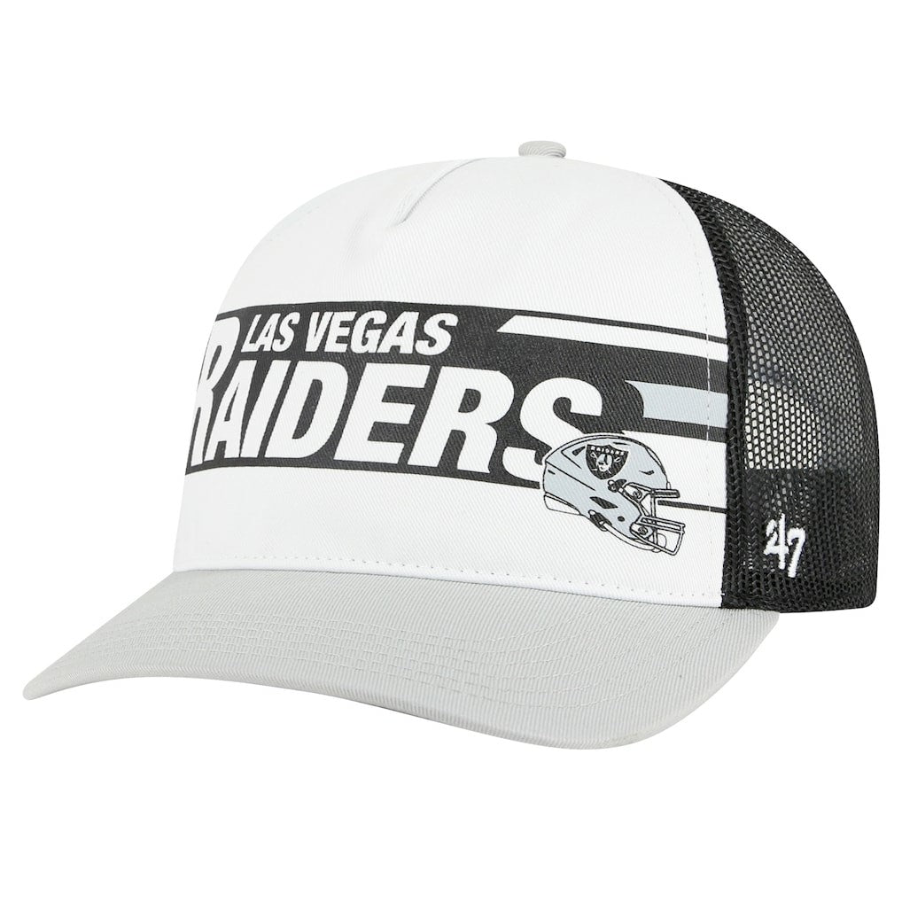 Las Vegas Raiders '47 Stack Line Hitch Trucker Adjustable Hat - White/Gray - 47 brand