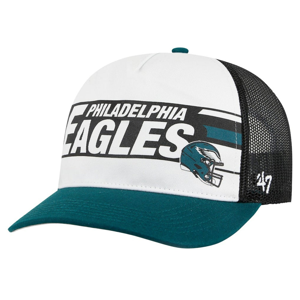 Philadelphia Eagles '47 Stack Line Hitch Trucker Adjustable Hat - White/Midnight Green - 47 brand