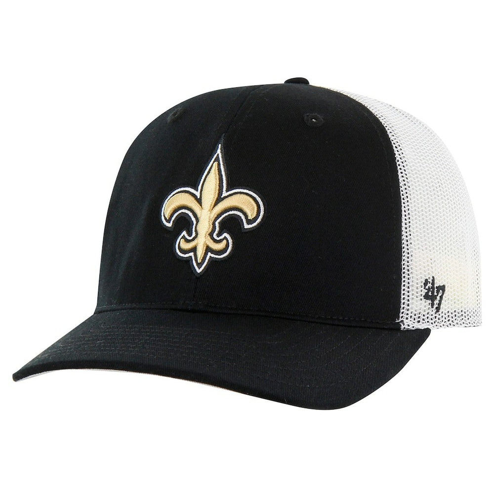 New Orleans Saints '47 Team Unstructured Trucker Adjustable Hat - Black/White - 47 brand